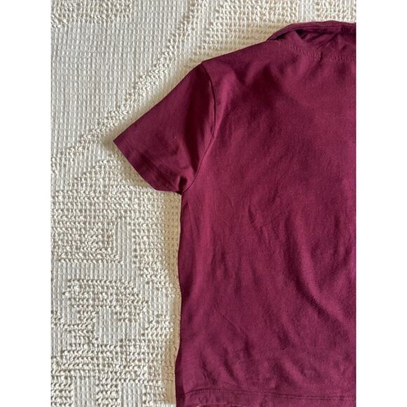 Forever 21 Cropped Polo Shirt Maroon Size Medium Pre-Owned - Picture 8 of 10
